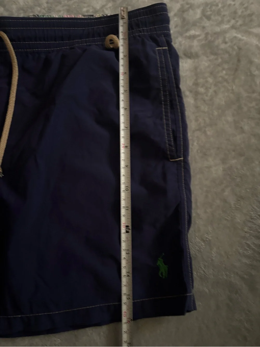 Polo Ralph Lauren Men's Solid Logo Swim Trunks M Navy Drawstring Elastic Waist
